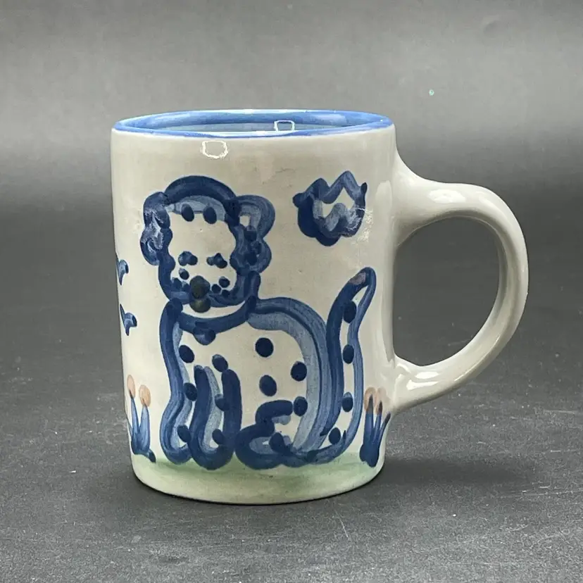 M.A. Hadley Pottery The End Mug Dog Doggy Puppy VTG Drinkware Handmade