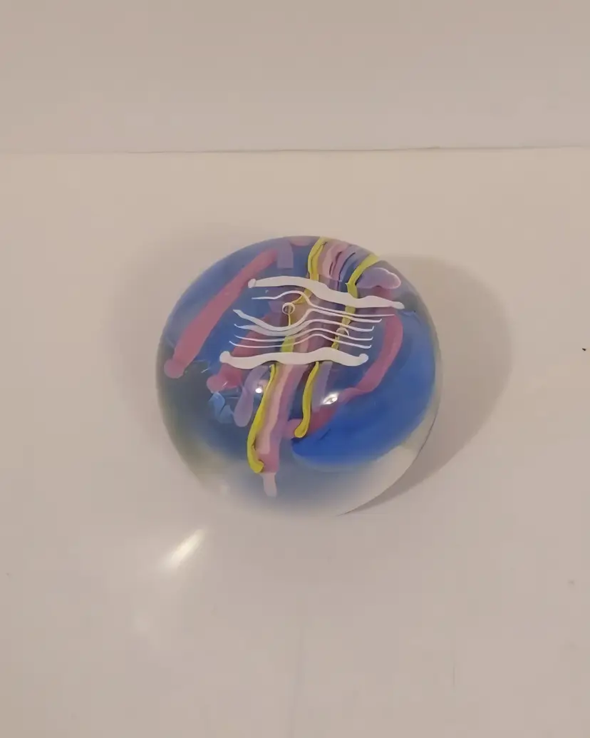 Abstract Pastels Handmade Art Glass Paperweight Signed