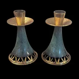 Pair Mid-Century Modern Candlestick Holders, 5” Tall
