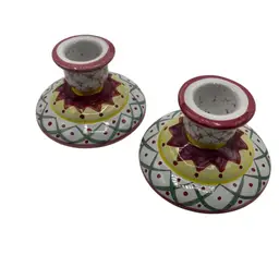 MacKenzie Childs Ceramic Candle Holders