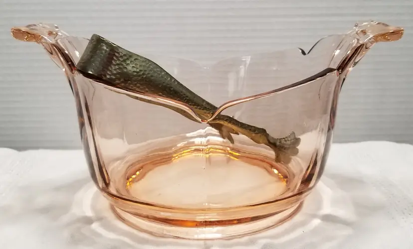 Vintage Depression Glass Pink Ice Tub Bucket