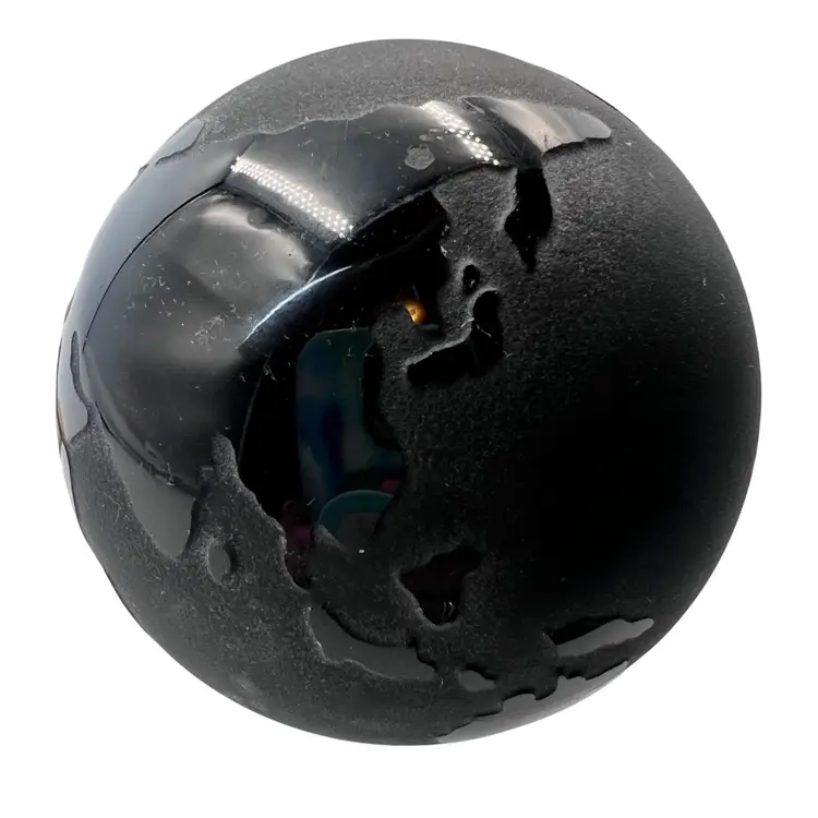 07 Silvestri Vintage Black Glass Globe Paperweight 3”