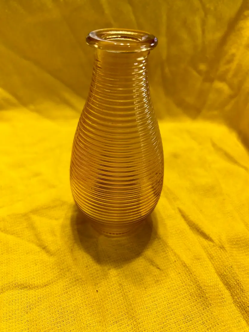Amber/Gold Iridescent Ribbed Vase