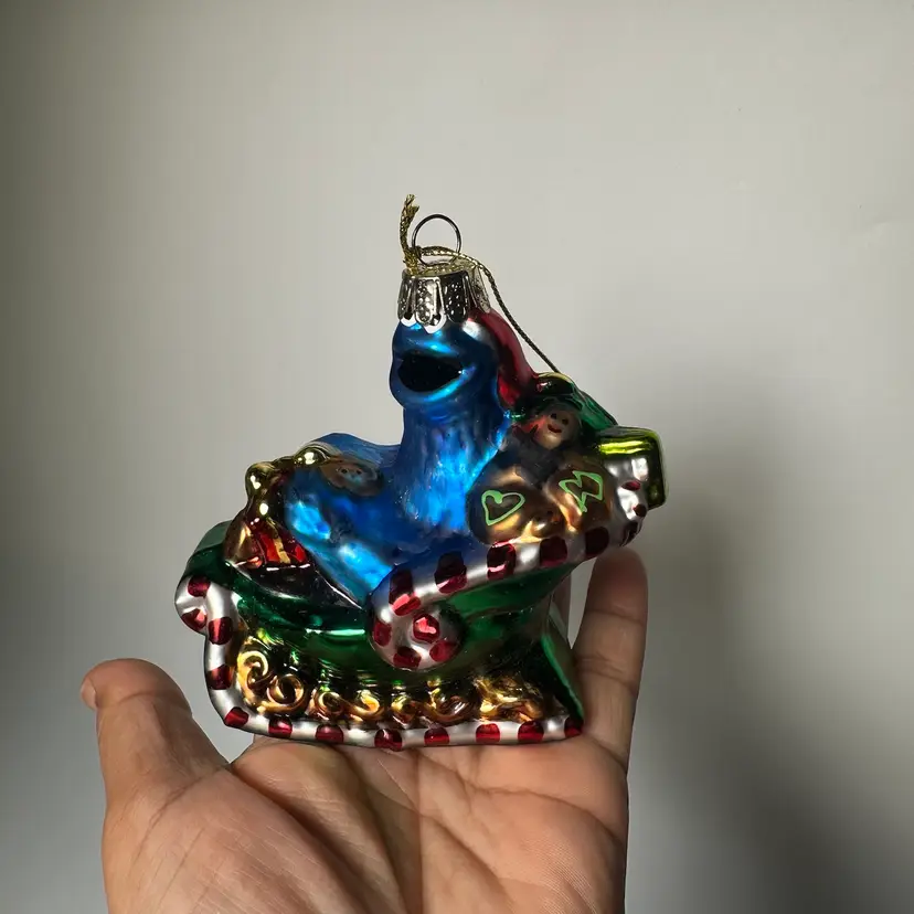 2011 Kurt S Adler Sesame Street Cookie Monster Glass Ornament