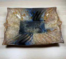 Bill Campbell Flambeaux Crystalline Tray Blue/Copper Tones
