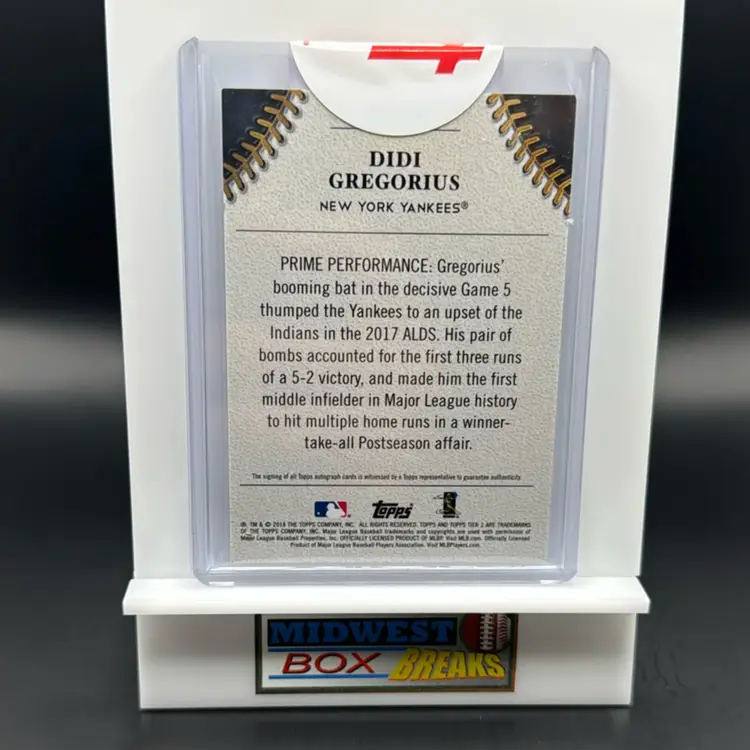 Didi Gregorius Auto 017/285 2018 Topps Tier One New York Yankees MBBCRD