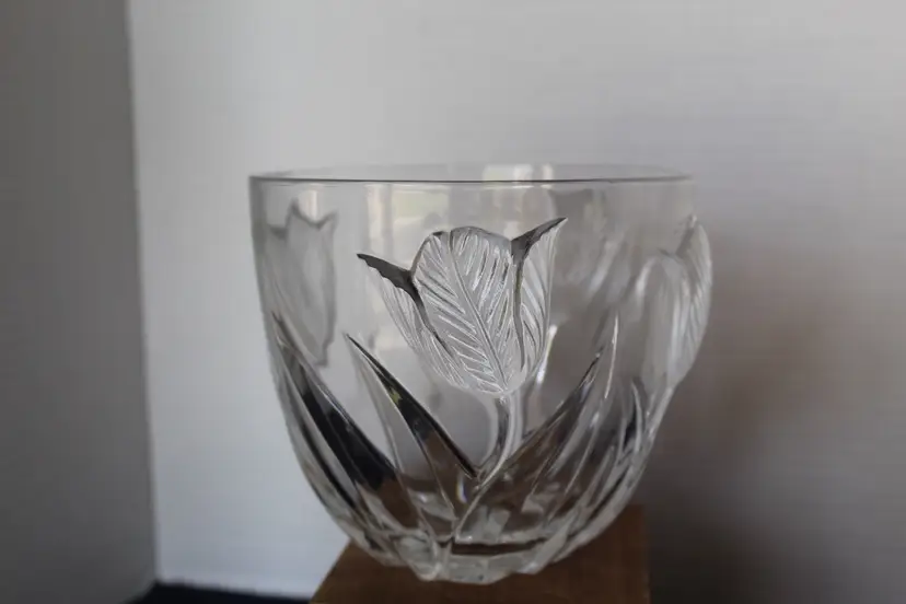 Vintage Cristal D’Arques France 24% Lead Crystal Floral Tulip Bowl With Sticker
