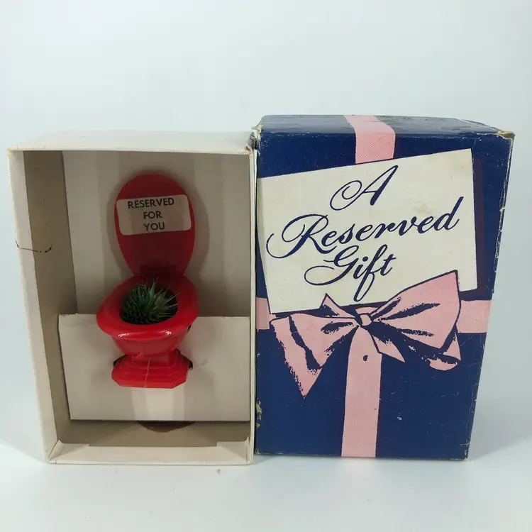 Vintage Gag Gift “Reserved For You” Toilet with Cactus Gift