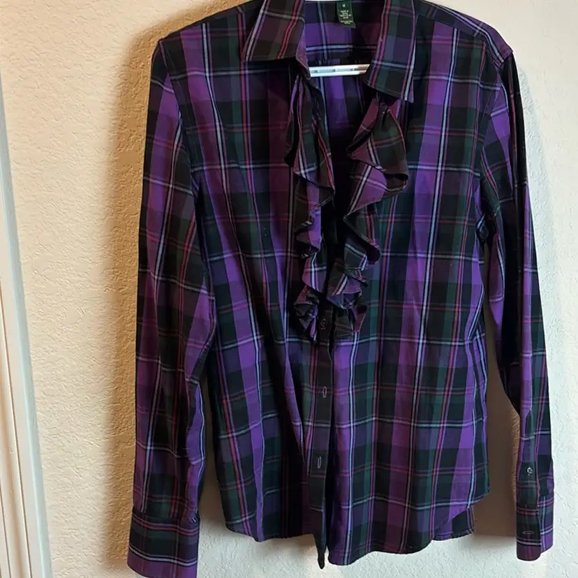 Lauren Ralph Lauren Medium Long Sleeve Plaid Top Shirt