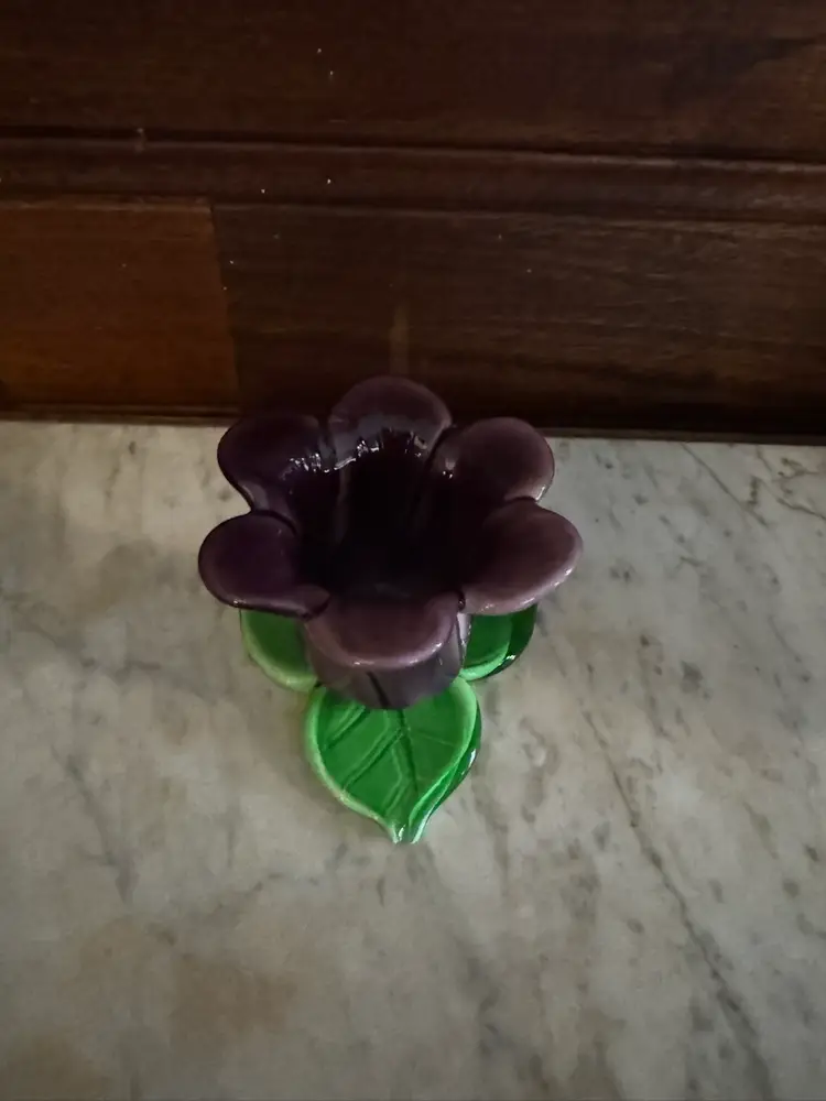Purple And Green Art Glass Votive Candle Holder
