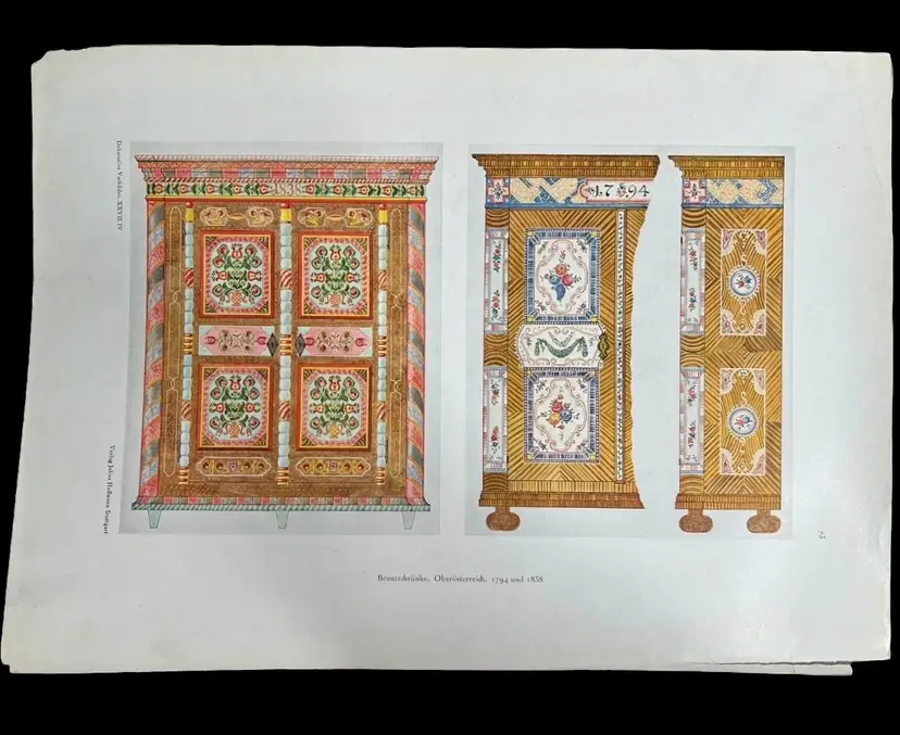 Antique Print 19th Century Austria Bridal Closets Dekorative Vorbilder XXVII