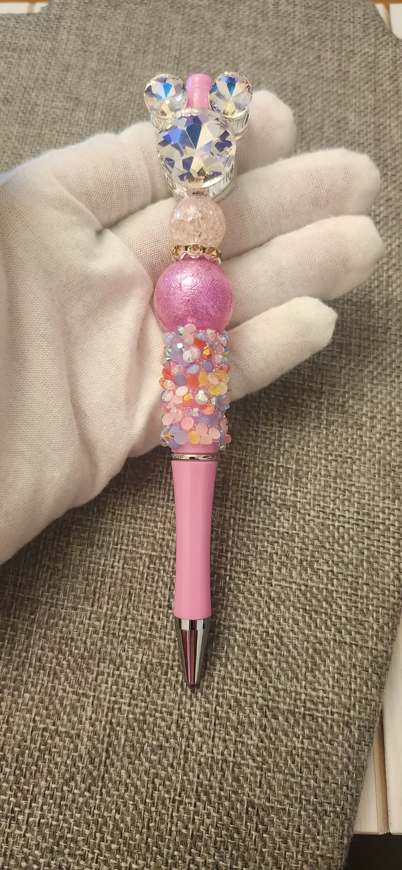 Handmade beaded Mickey pen.