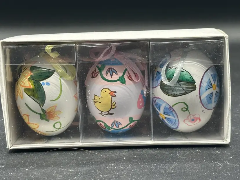 3 Pack Of Hand Painted Easter Eggs
