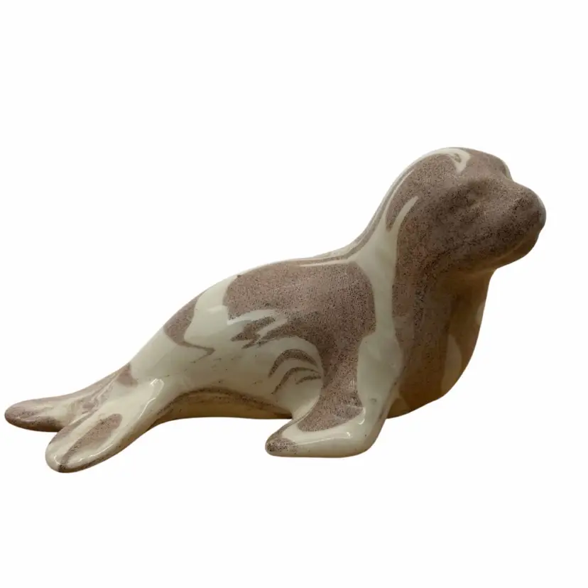 St Helens Ash-Ware Ceramic Seal Figurine Vintage Signed
5" T x 4.75” L x 3” W