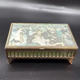 Vintage Brass Reticulated Sided Jewelry Box