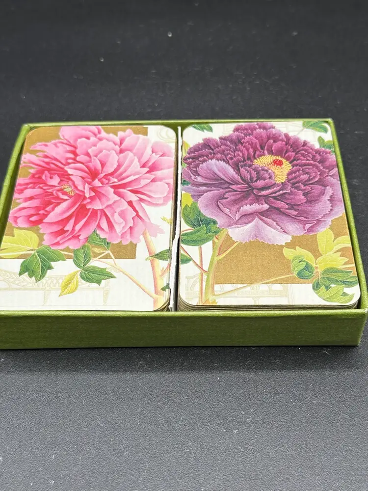 COMPLETE 2 Deck Set Caspari Peony Garden Royal Horticultural Society Playing Cards