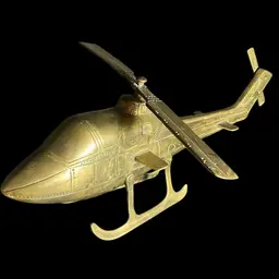 Vintage Penco Solid Brass Helicopter W/ Moving Propeller 17" Long Made In Korea