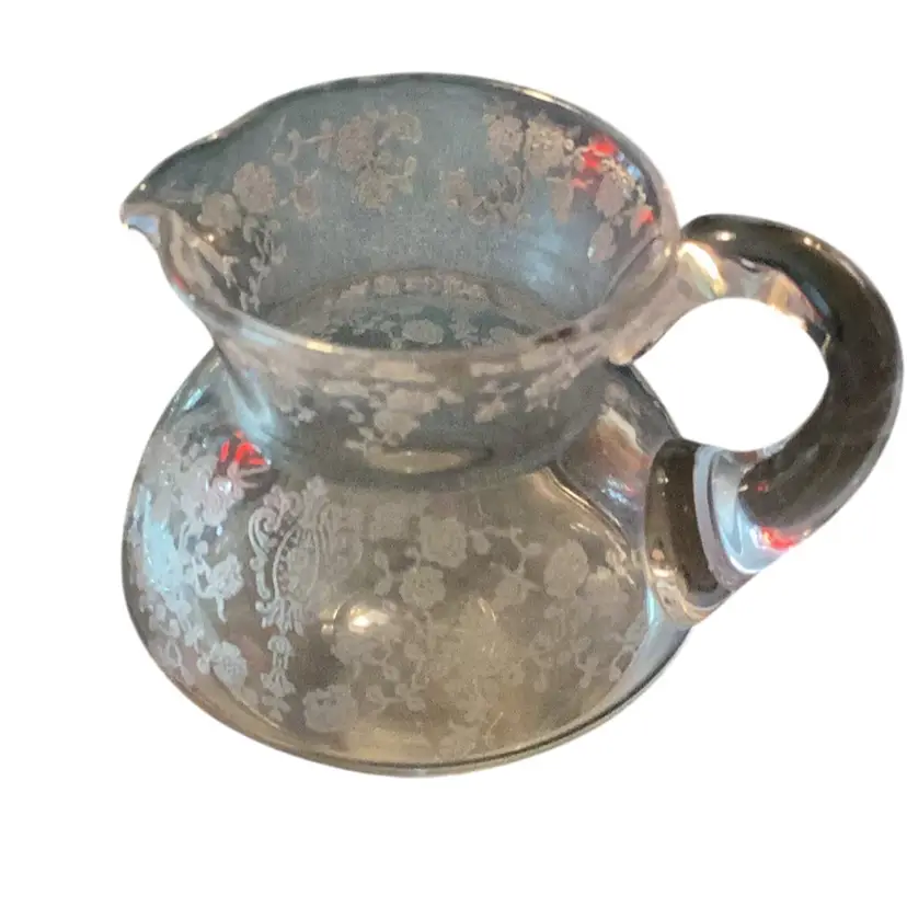 Cambridge Rose England Etched Glass Pitcher Vase