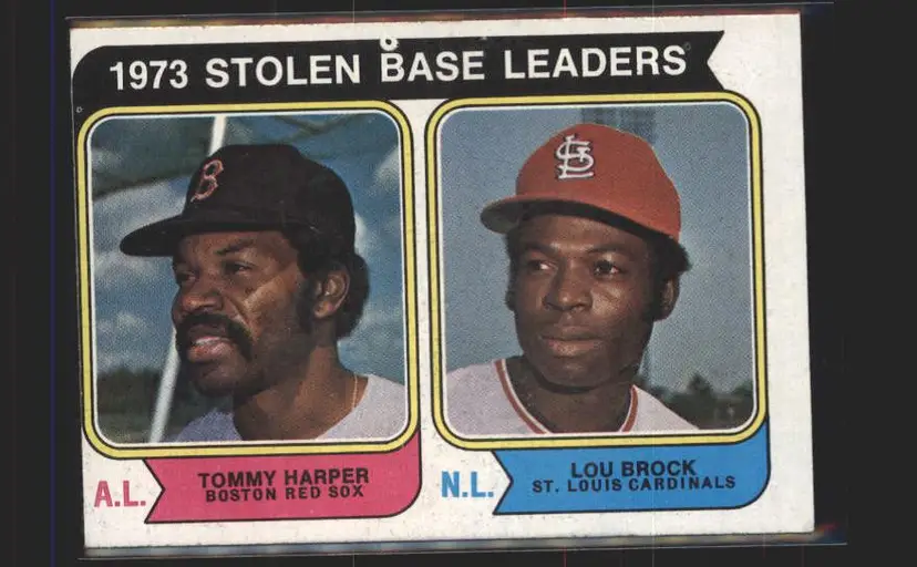 1974 Topps #204 1973 Stolen Base Leaders (Tommy Harper / Lou Brock) - (pk5) -
