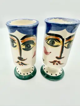 Hand Painted PICASSO Espresso Coffee Mugs- Set Of 2