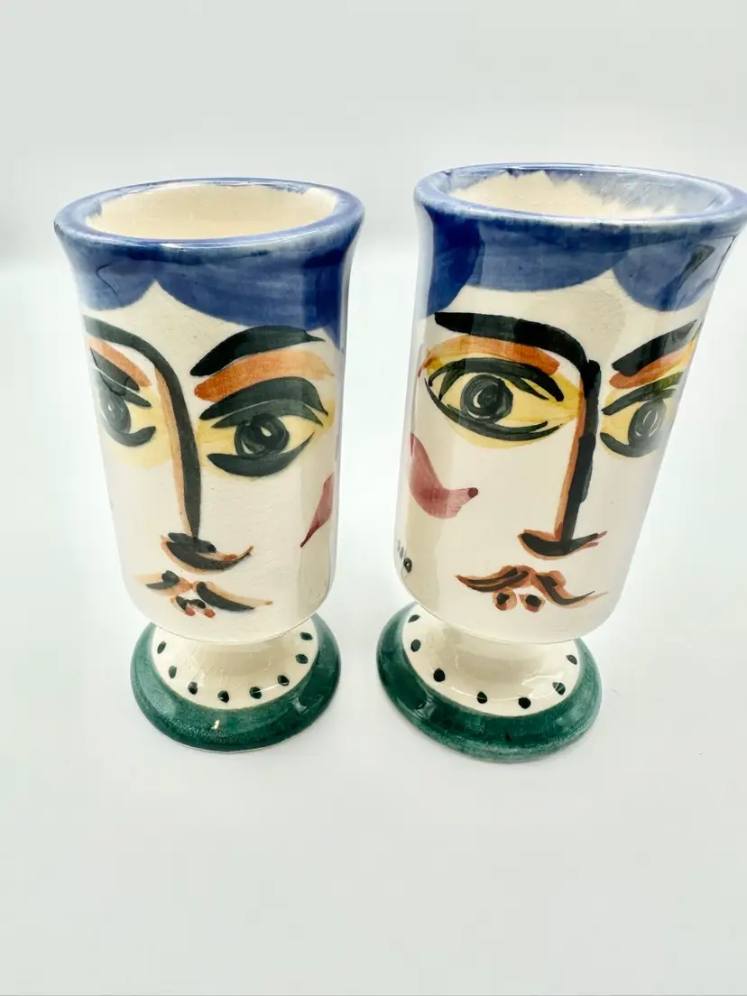 Hand Painted PICASSO Espresso Coffee Mugs- Set Of 2