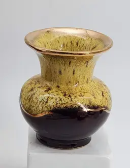 Vintage West German Pottery Vase Leopard Print and Gilding 3.75 inches