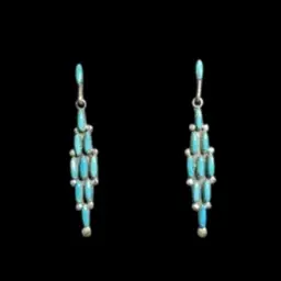 Vintage Sterling Silver Zuni Turquiose Petit Point 2.25” Tested