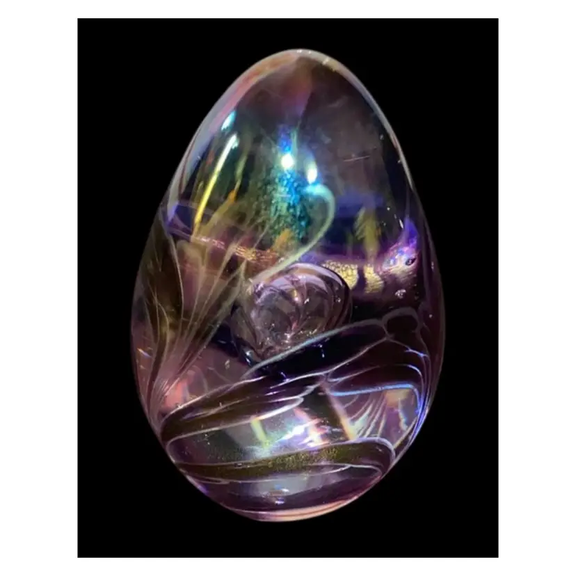 #11- Vintage Signed  Glass Eye Studio Paperweight - Multi-colored