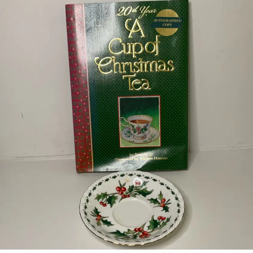 A Cup Of Christmas Tea Book (autographed) and Saucer