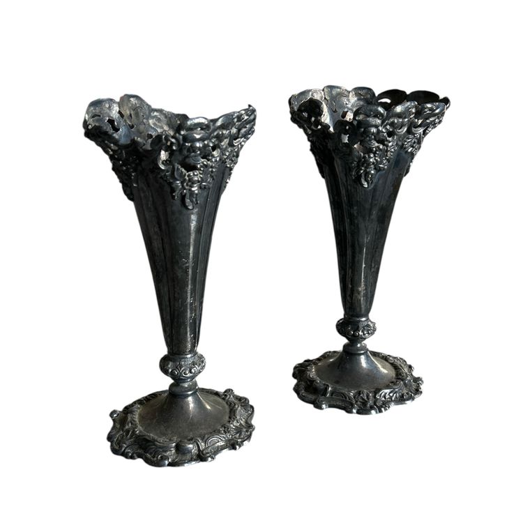 2 Vintage Wilcox Silver Plate Vases