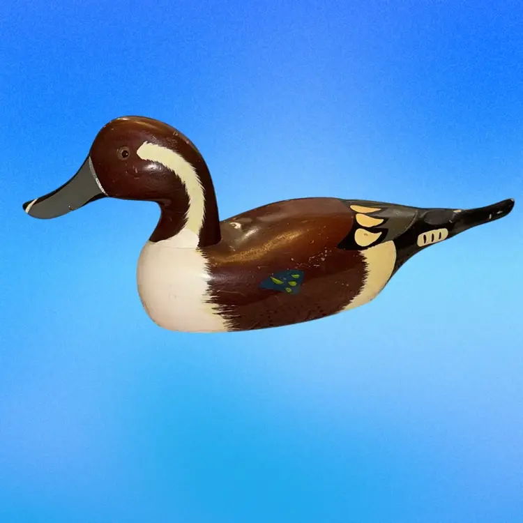 Vintage Pin Tail Wooden Duck Decoy, Glass Eyes
