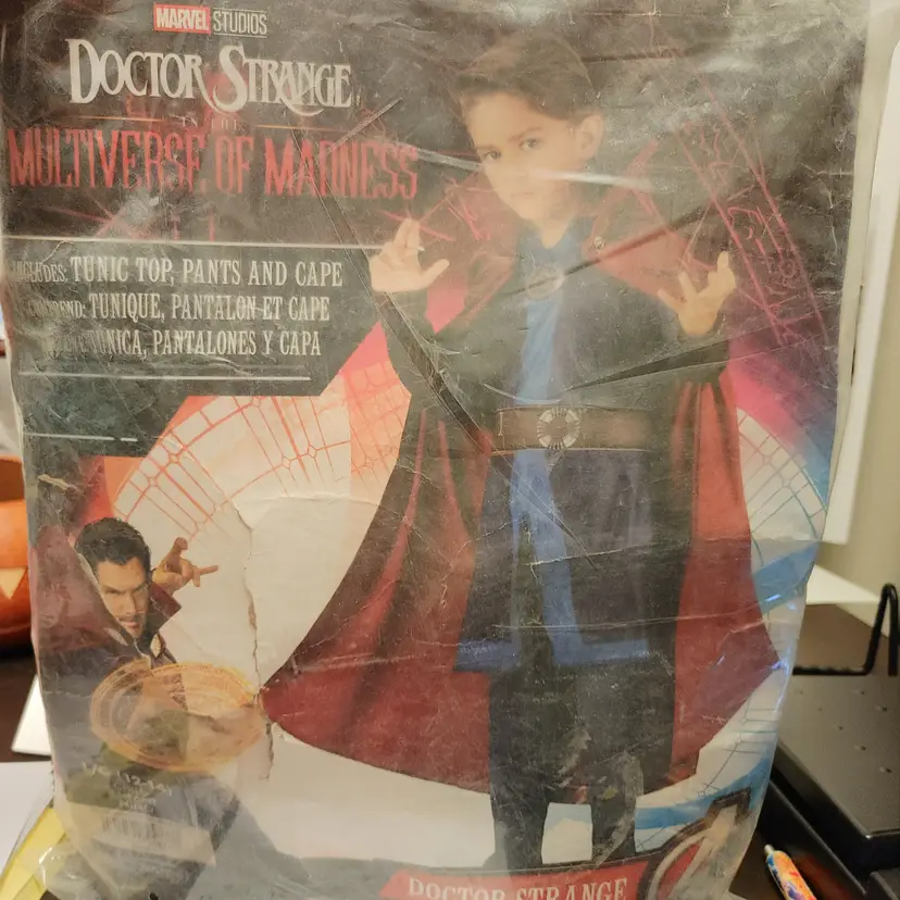 Child Costume- Dr Strange. Size L 12-14. Includes top, pants and cape. New in bag.