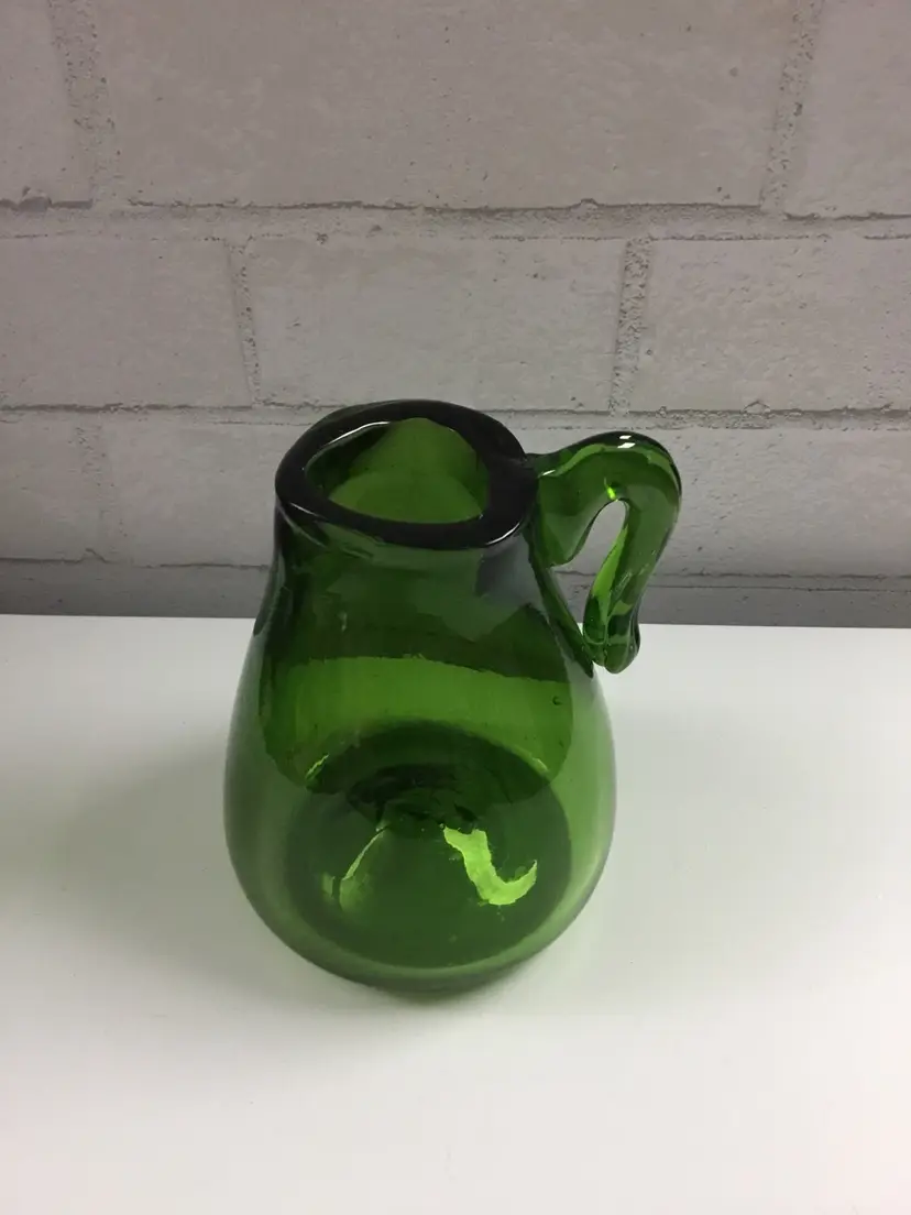Z.Chunky Green, Brutalist Style, Freeform Glass Pitcher
