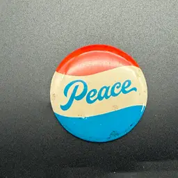 Vintage Peace Button Pin Pinback Japan Pepsi Design Logo Red White Blue 2"