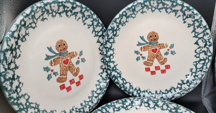 Gingerbread folk craft ceramic dinner plates - Set of 3