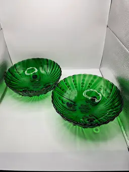 Emerald Forest Green Footed Hobnail Bowl