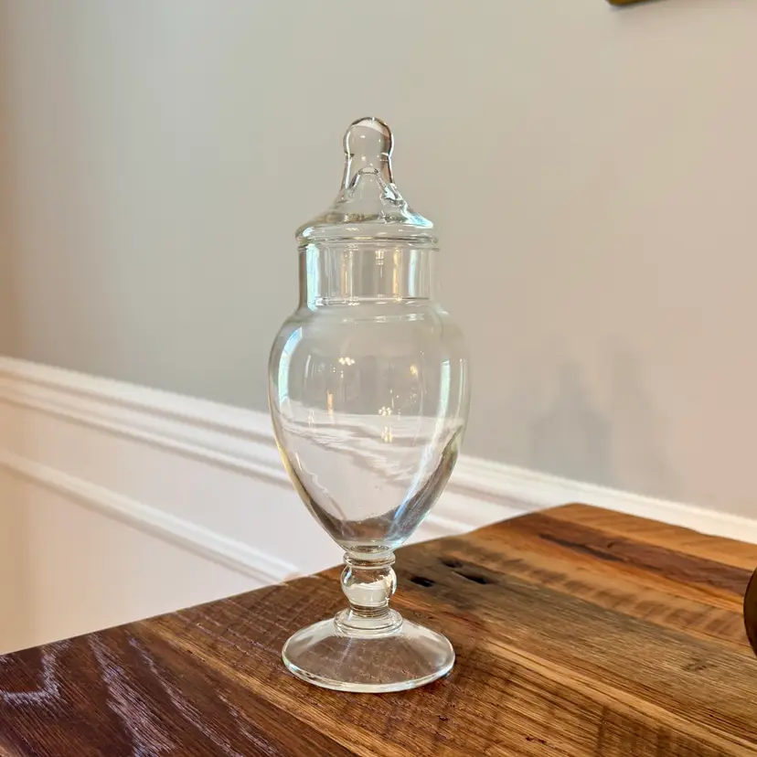 Vtg Clear Glass Apothecary Jar