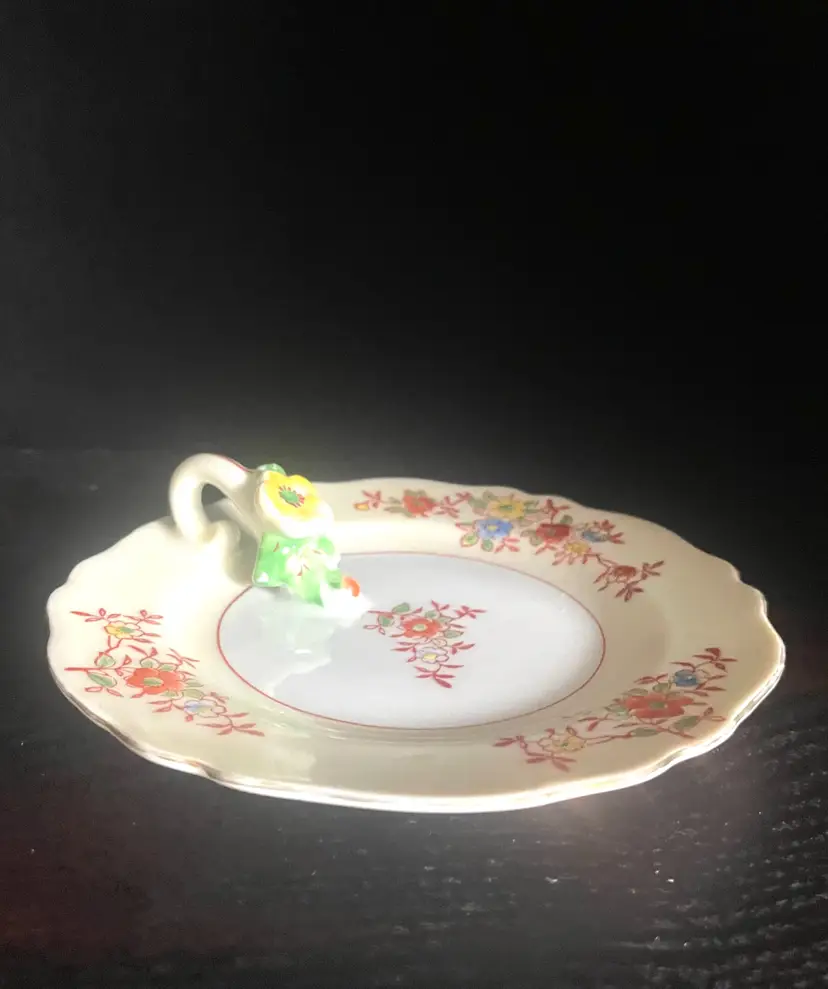 Vintage Hand Painted Floral Trinket Dish TT