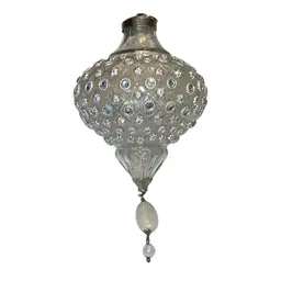 Large Heavy Glass Bejeweled Glass Finial Drop Ornament 8”