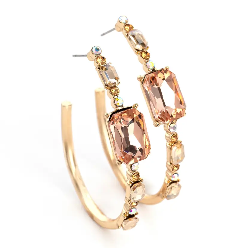 Glam Gold Crystal Hoop Earrings