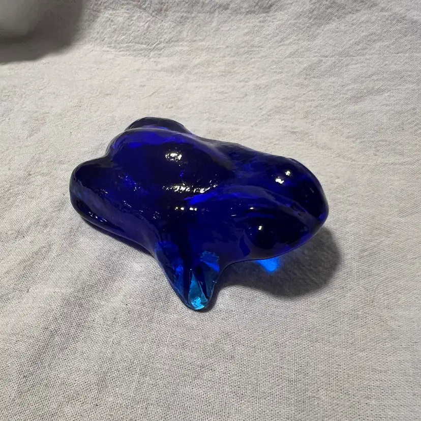 Blenko Cobalt Blue Frog Paperweight
