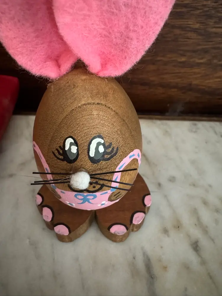 Wooden Easter Bunny Egg Handmade Vintage
