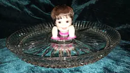 #13 Chris Loves Candy Doll Head Glass Candy Dish Snack Dish Trinket Tray