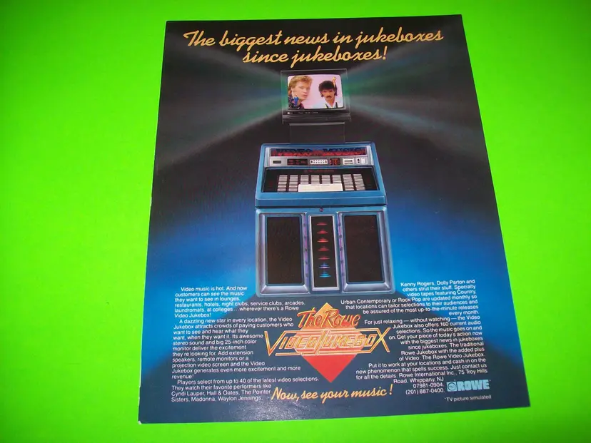 Rowe AMI VIDEO JUKEBOX Vintage Original Jukebox Phonograph Music Sales FLYER 