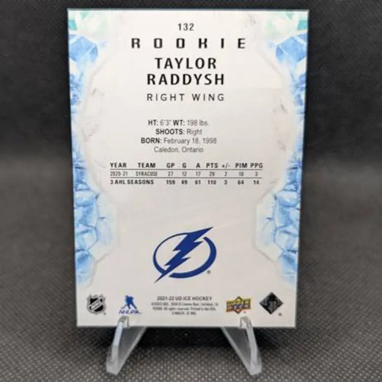 Taylor Raddysh 2021-22 Upper Deck Ice Rookie Card (RC) #132 - Tampa Bay Lightning