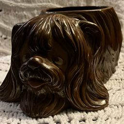 Vintage Long Haired Dog Planter