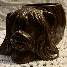 Vintage Long Haired Dog Planter