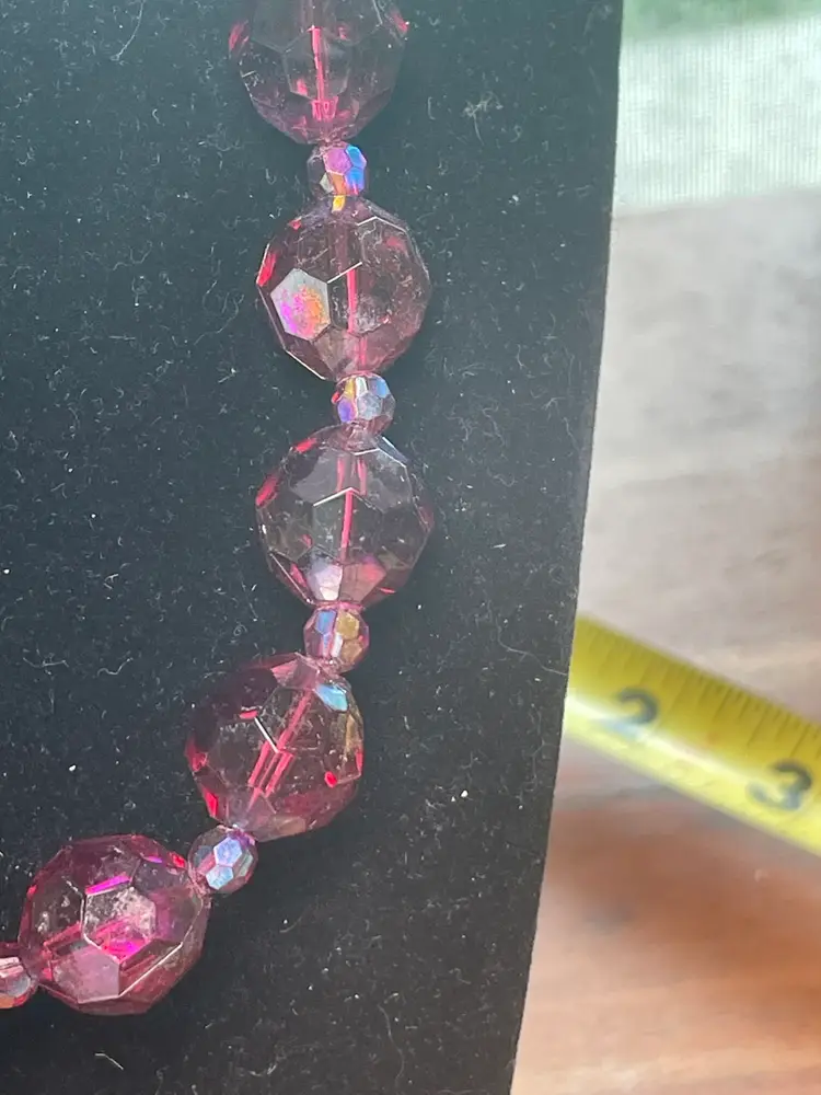 Vintage Faceted Glass Bead Pink Necklace