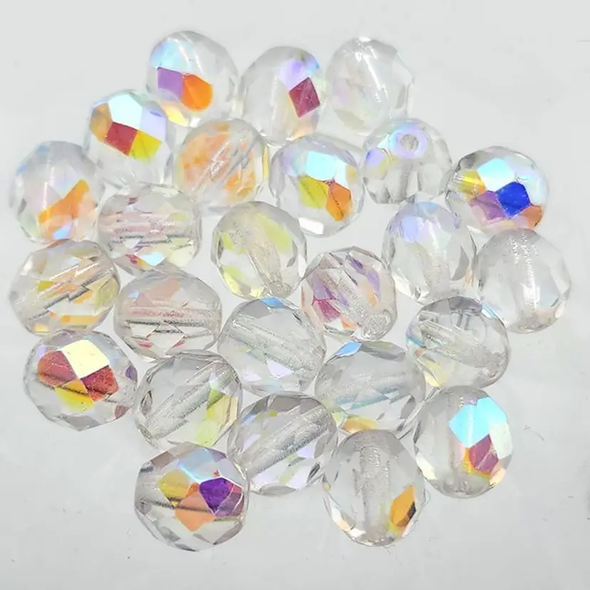 40pcs 8MM Czech Glass Beads, mix of clear & clear AB #BC172