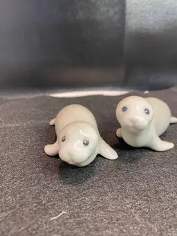 Vintage Pair of porcelain gray seals from Japan